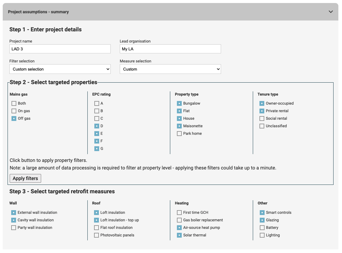 Thermly Hub platform filtering options